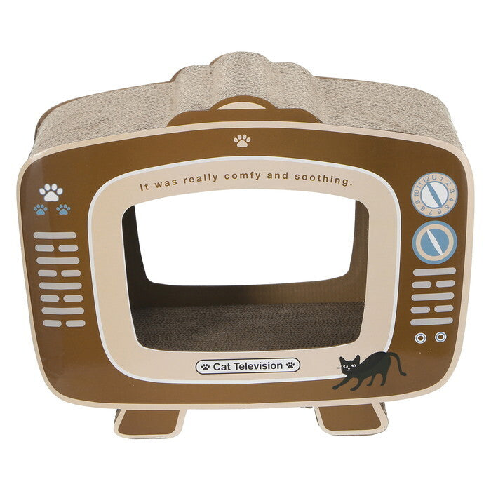 猫の爪とぎ テレビ 54223 ナチュラル 完成品 W440×D230×H340mm 1kg fj-68128の画像