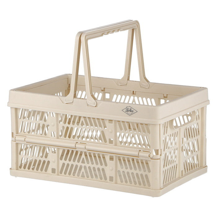 折りたたみ フォールディング コンテナ カゴ バスケット M WH 86444 ホワイト 幅380×奥行255×高さ200 fj-69002の画像