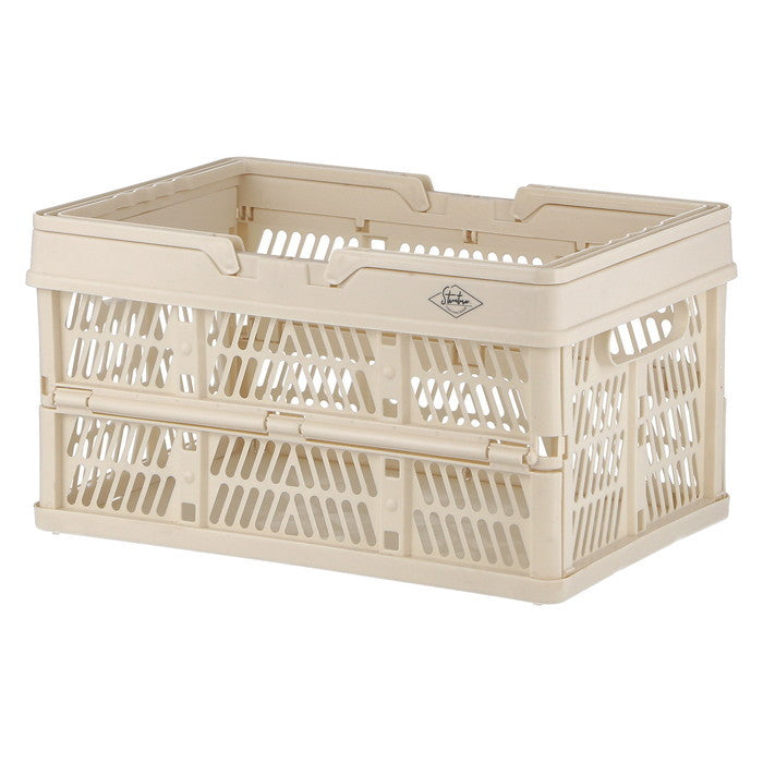 折りたたみ フォールディング コンテナ カゴ バスケット M WH 86444 ホワイト 幅380×奥行255×高さ200 fj-69002の画像