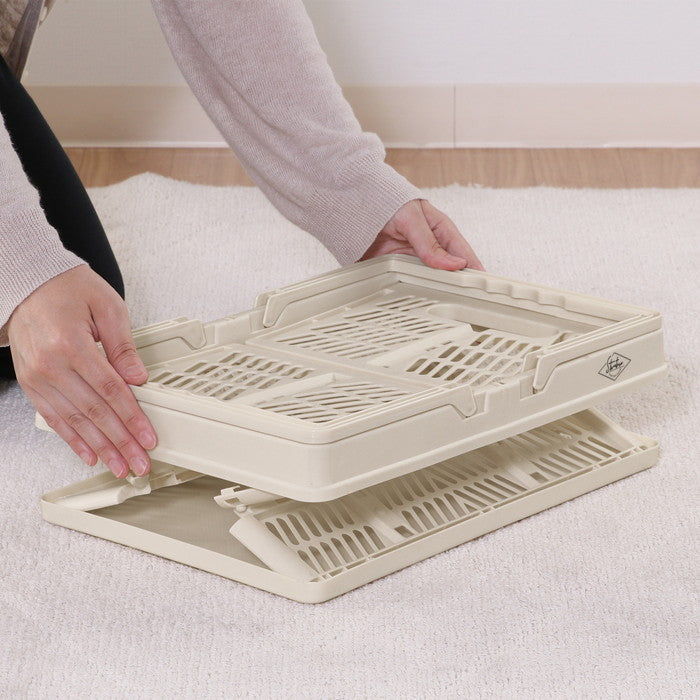 折りたたみ フォールディング コンテナ カゴ バスケット M WH 86444 ホワイト 幅380×奥行255×高さ200 fj-69002の画像