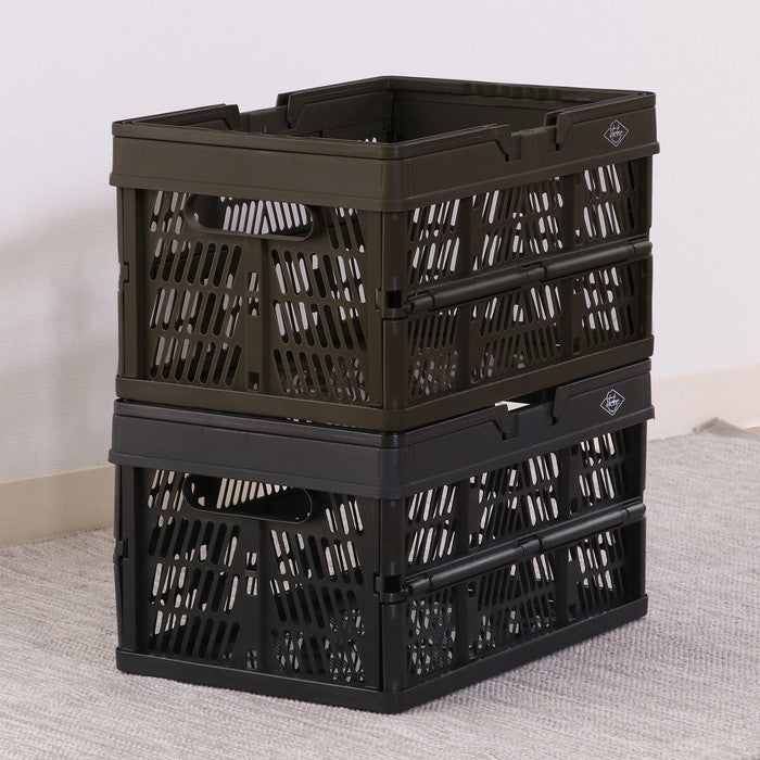 折りたたみ フォールディング コンテナ カゴ バスケット M KH 86445 カーキ 幅380×奥行255×高さ200 fj-69003の画像