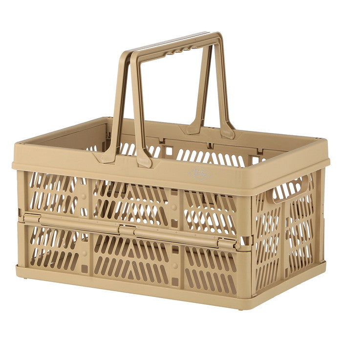 折りたたみ フォールディング コンテナ カゴ バスケット M BE 86447 ベージュ 幅380×奥行255×高さ200 fj-69005の画像