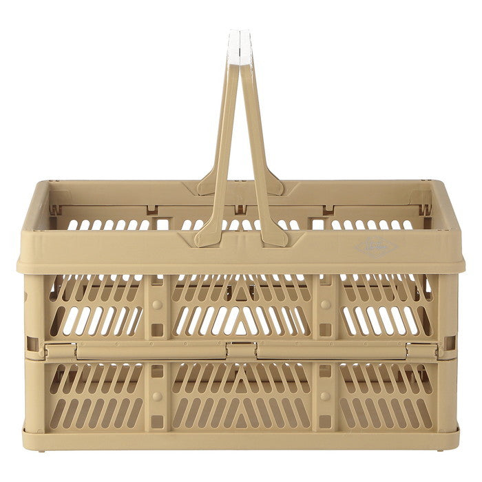 折りたたみ フォールディング コンテナ カゴ バスケット M BE 86447 ベージュ 幅380×奥行255×高さ200 fj-69005の画像