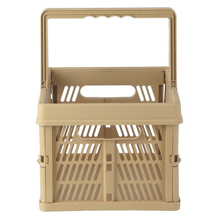 折りたたみ フォールディング コンテナ カゴ バスケット M BE 86447 ベージュ 幅380×奥行255×高さ200 fj-69005の画像
