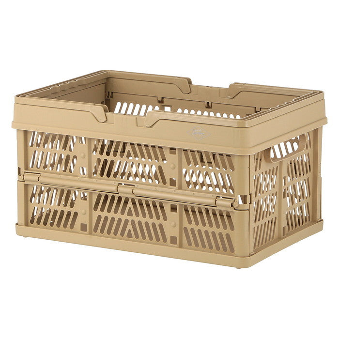 折りたたみ フォールディング コンテナ カゴ バスケット M BE 86447 ベージュ 幅380×奥行255×高さ200 fj-69005の画像