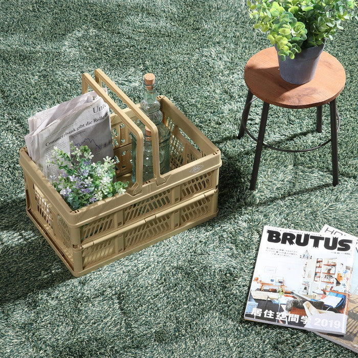 折りたたみ フォールディング コンテナ カゴ バスケット M BE 86447 ベージュ 幅380×奥行255×高さ200 fj-69005の画像