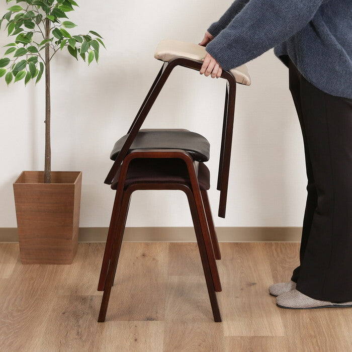 スツール 曲木 ハイ CF-406 DBR IV ダークブラウン アイボリー 完成品 W440×D395×H450mm 3kg fj-69421の画像