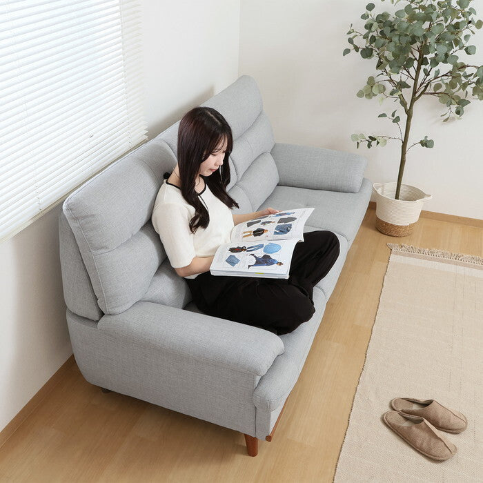 ファブリックソファ 3P 腰らく グレー 完成品 一部取付 W1860×D890×H920mm fj-70241の画像