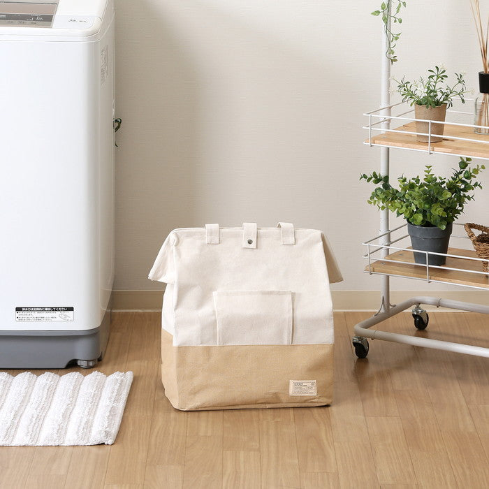 LB がまぐちランドリーバッグ BE ベージュ 幅370×奥行260×高さ420 fj-70340の画像