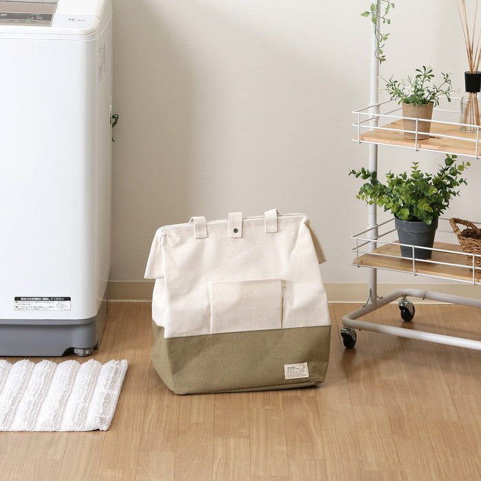 LB がまぐちランドリーバッグ GR グリーン 幅370×奥行260×高さ420 fj-70341の画像