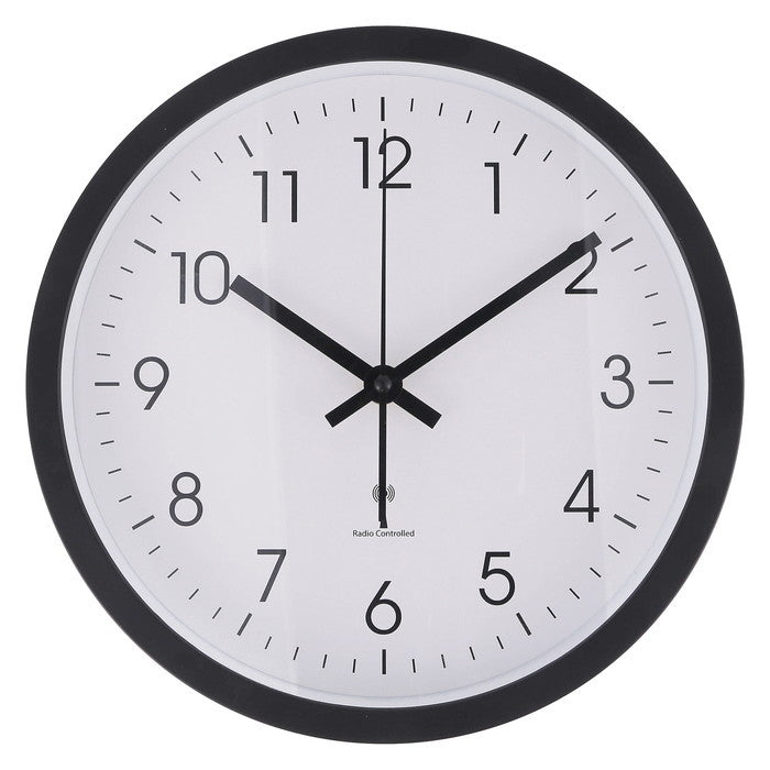 電波掛時計 掛け時計 シンプル 25cm BK ブラック 幅250×奥行250×高さ40 fj-70475の画像