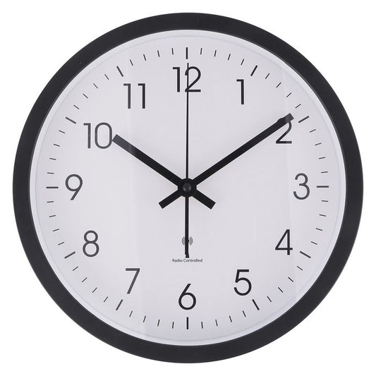 電波掛時計 掛け時計 シンプル 25cm BK ブラック 幅250×奥行250×高さ40 fj-70475の画像