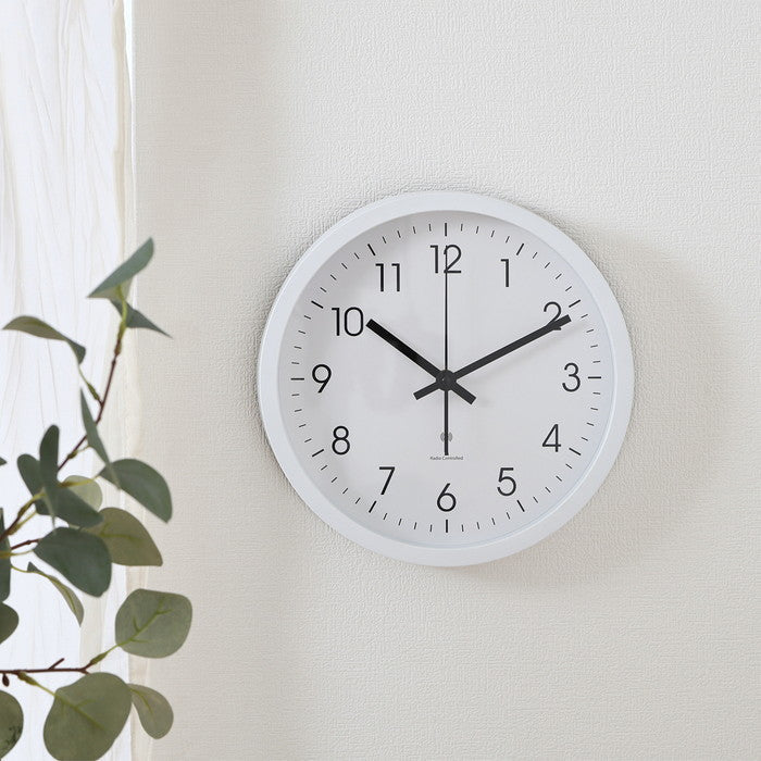 電波掛時計 掛け時計 シンプル 25cm WH ホワイト 幅250×奥行250×高さ40 fj-70476の画像