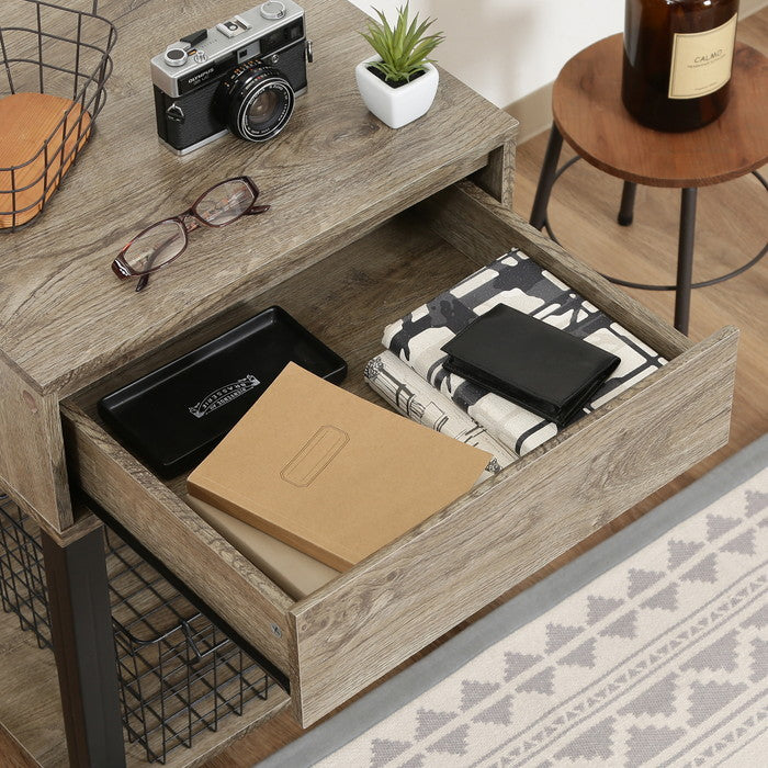 FITサイドテーブル ナチュラル／ブラック 幅450×奥行395×高さ551mm fj-70695の画像