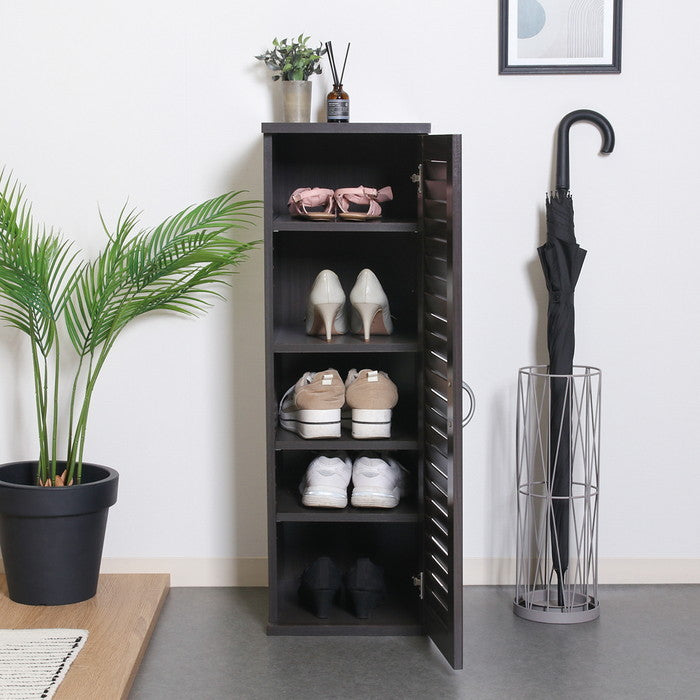 スリムシューズボックス 靴箱 ルーバー扉 BR SB3090 RD ブラウン 幅287×奥行330×高さ900mm fj-70747の画像