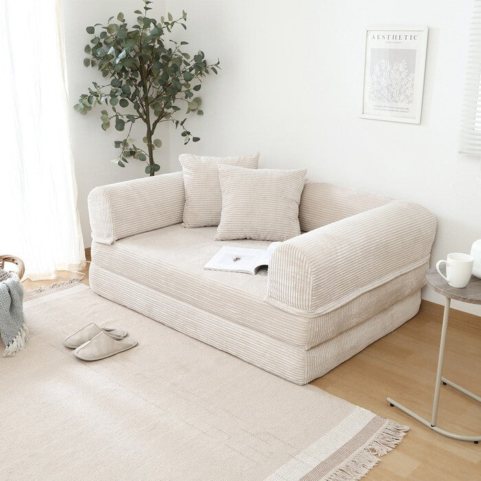 ソファ だらりんソファ シフォン BE ベージュ 完成品 W1400×D950-1900×H420-580mm fj-70824の画像