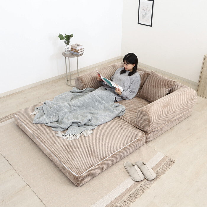 ソファ だらりんソファ シフォン BR ブラウン 完成品 W1400×D950-1900×H420-580mm fj-70825の画像