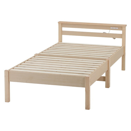 ベッド 組立簡単 ラクネ S シングル ナチュラル 組立品 W1000×D2075×H650mm fj-70828の画像