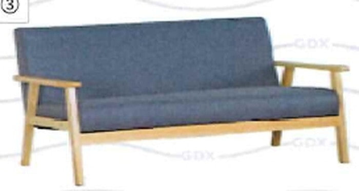 ファブリックソファ 3P リーフ グレー 組立品 W1570×D660×H710mm fj-71033の画像