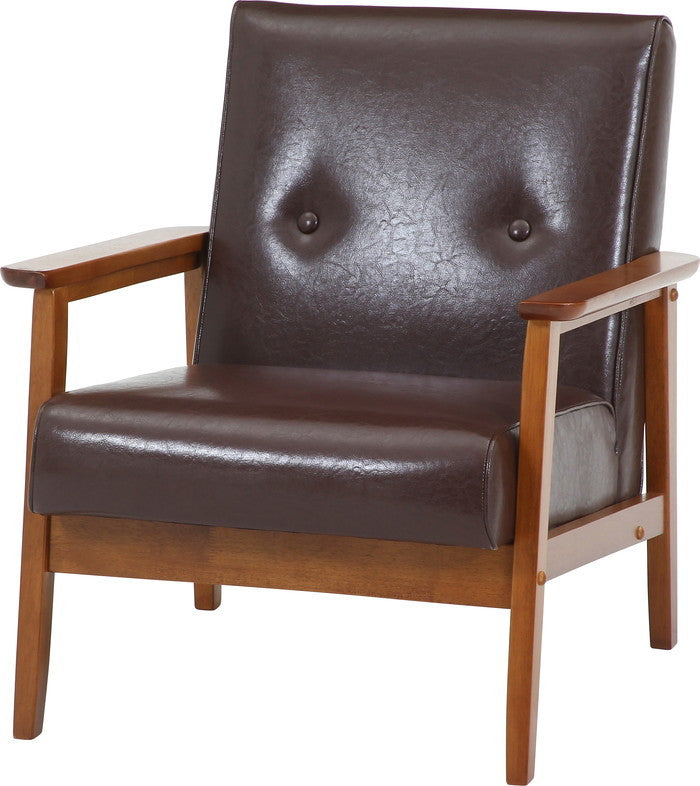 バイキャストPUソファ ミート 1P LBR 71731 ライトブラウン 幅640×奥行720×高さ700mm fj-71731の画像