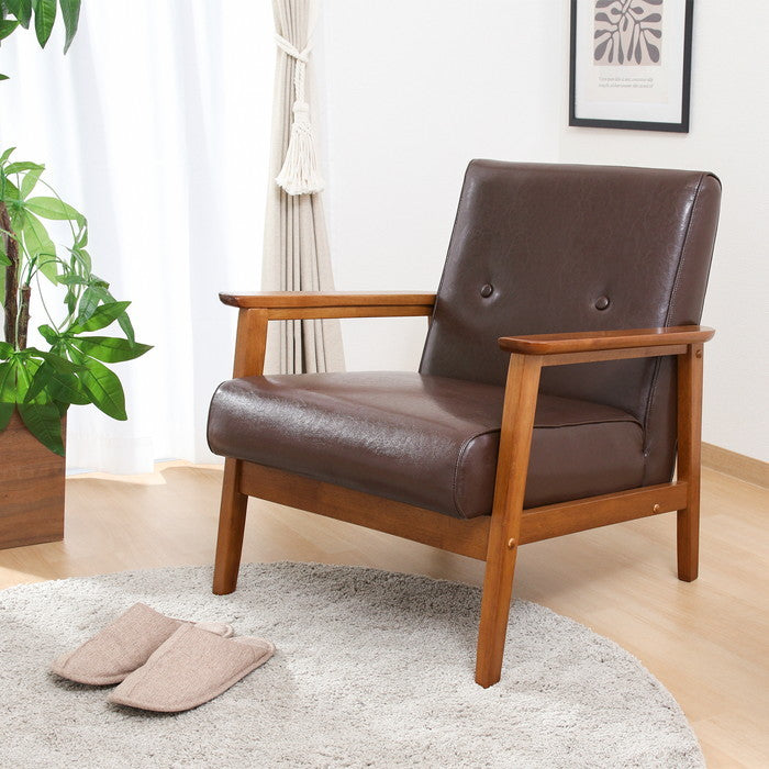 バイキャストPUソファ ミート 1P LBR 71731 ライトブラウン 幅640×奥行720×高さ700mm fj-71731の画像