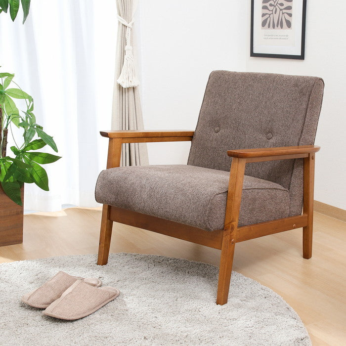 厚手ファブリックソファ ミート 1P BR 71733 ブラウン 幅640×奥行720×高さ700mm fj-71733の画像