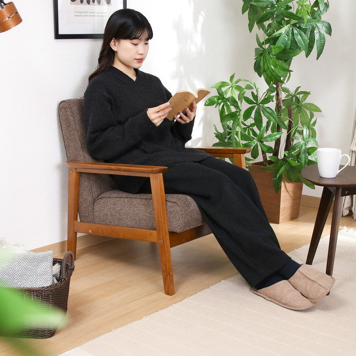 厚手ファブリックソファ ミート 1P BR 71733 ブラウン 幅640×奥行720×高さ700mm fj-71733の画像