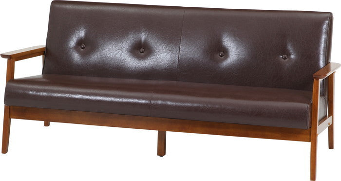 バイキャストPUソファ ミート 3P LBR 71735 ライトブラウン 幅1660×奥行720×高さ700mm fj-71735の画像