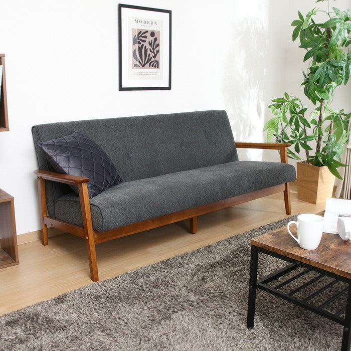 厚手ファブリックソファ ミート 3P GY 71736 グレｰ 幅1660×奥行720×高さ700mm fj-71736の画像