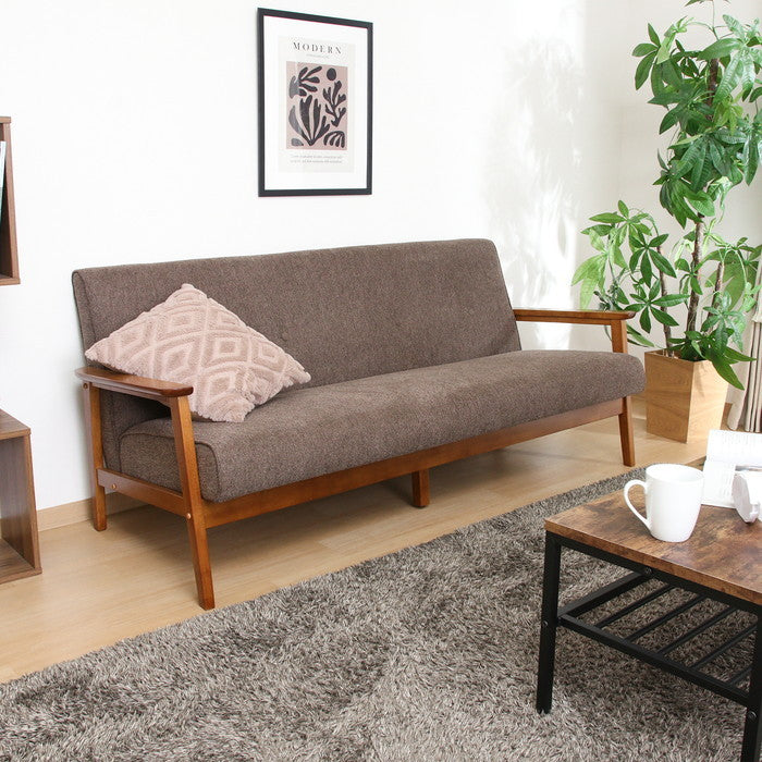 厚手ファブリックソファ ミート 3P BR 71737 ブラウン 幅1660×奥行720×高さ700mm fj-71737の画像