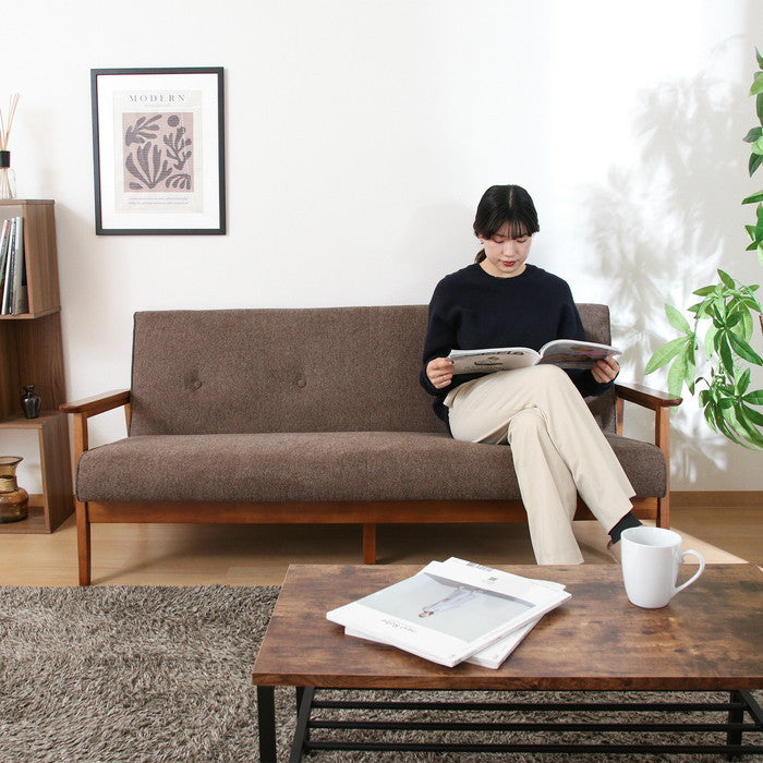 厚手ファブリックソファ ミート 3P BR 71737 ブラウン 幅1660×奥行720×高さ700mm fj-71737の画像