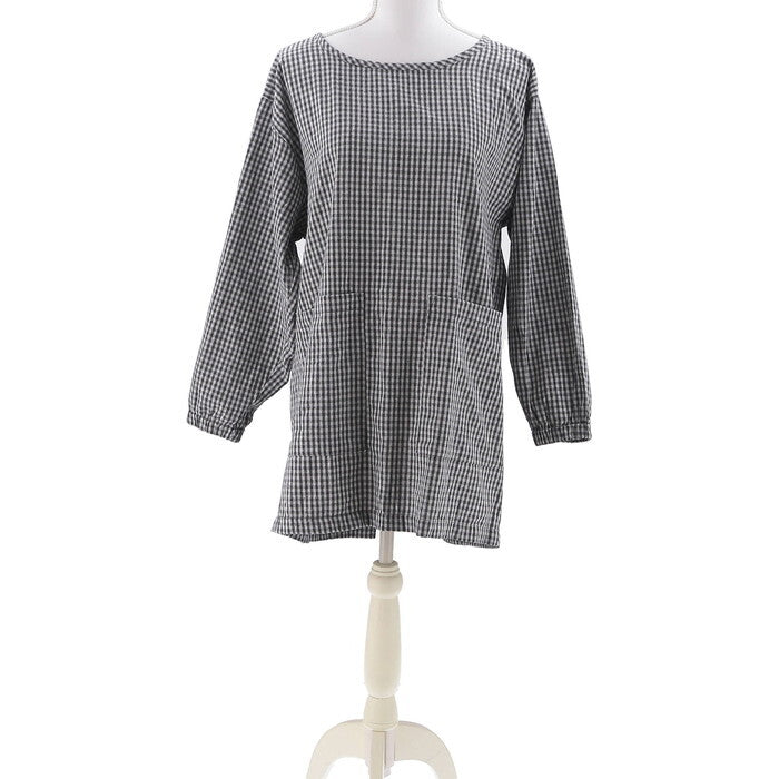 割烹着 水仕事しやすい ブラック チェックブラック 完成品 W1150×D810×H0mm 0.28kg fj-71837の画像