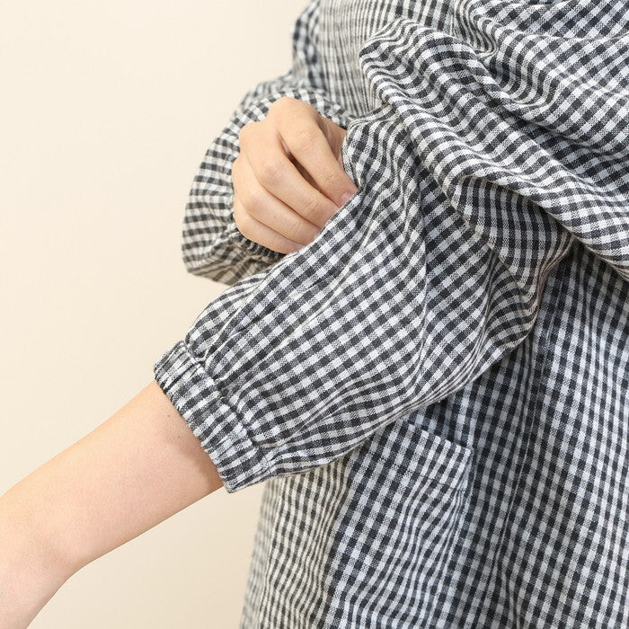 割烹着 水仕事しやすい ブラック チェックブラック 完成品 W1150×D810×H0mm 0.28kg fj-71837の画像