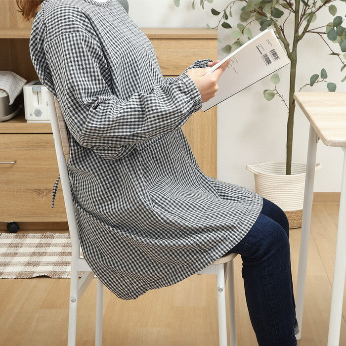 割烹着 水仕事しやすい ブラック チェックブラック 完成品 W1150×D810×H0mm 0.28kg fj-71837の画像