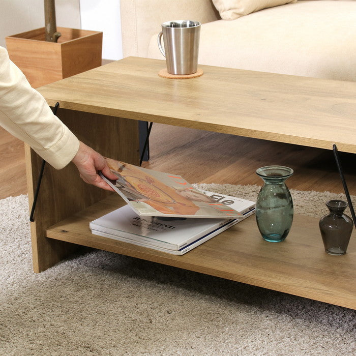 EZBOワイヤーテーブル OAK NA EZ-TA80 オｰクナチュラル 幅800×奥行420×高さ400mm fj-71867の画像