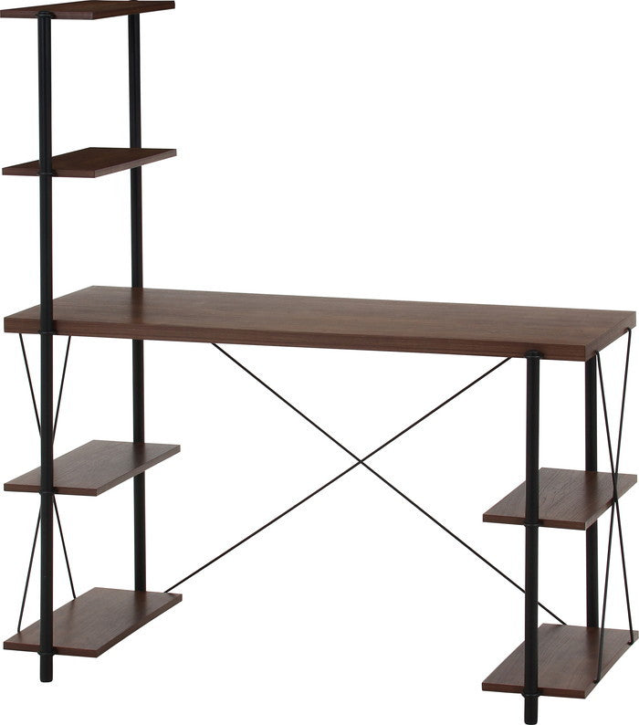 EZBOワイヤーロック片袖デスク MBR EZ-DK120 ミディアムブラウン 幅1220×奥行565×高さ1370mm fj-71872の画像