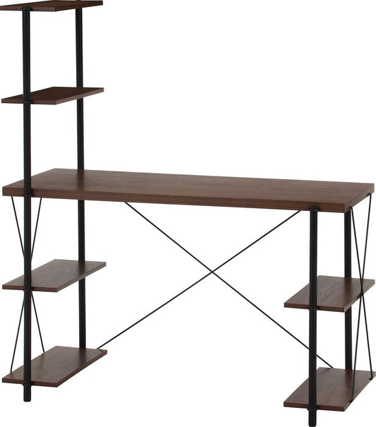 EZBOワイヤーロック片袖デスク MBR EZ-DK120 ミディアムブラウン 幅1220×奥行565×高さ1370mm fj-71872の画像