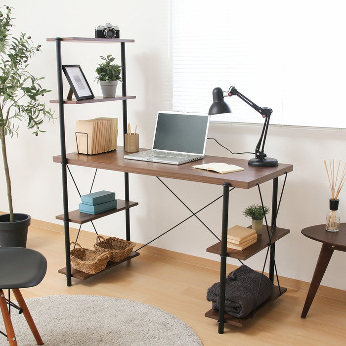 EZBOワイヤーロック片袖デスク MBR EZ-DK120 ミディアムブラウン 幅1220×奥行565×高さ1370mm fj-71872の画像