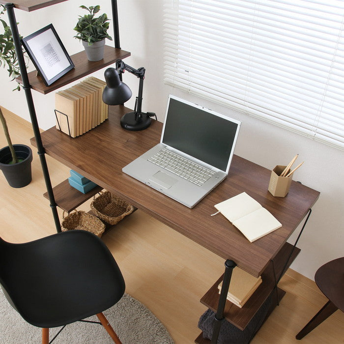 EZBOワイヤーロック片袖デスク MBR EZ-DK120 ミディアムブラウン 幅1220×奥行565×高さ1370mm fj-71872の画像