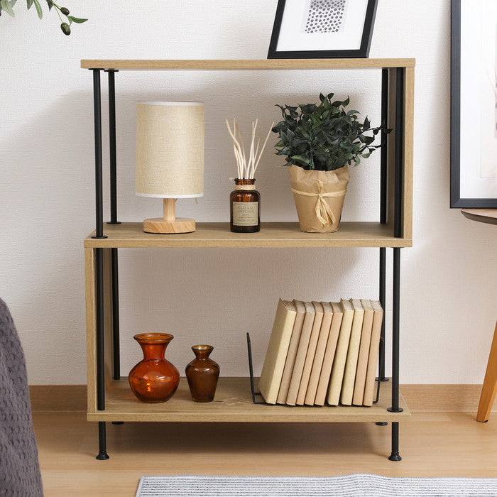 EZBOツイストロックS型ディスプレイラック3段 OAK EZ-DS3 オｰクナチュラル 幅600×奥行300×高さ745mm fj-71875の画像