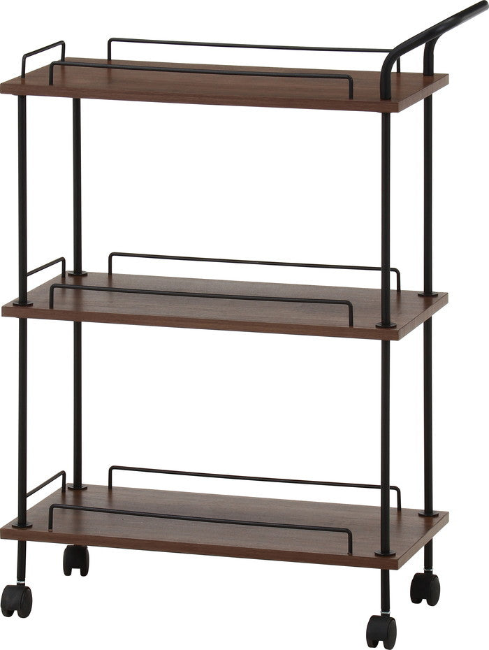 EZBOツイストロック キッチンカート MBR EZ-KC ミディアムブラウン 幅680×奥行300×高さ900mm fj-71878の画像