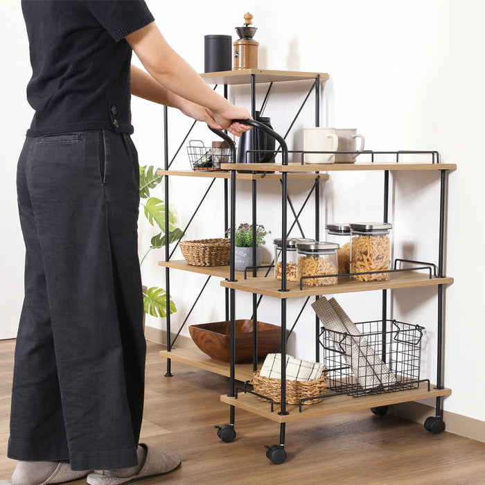 EZBOツイストロック キッチンカート OAK NA EZ-KC オｰクナチュラル 幅680×奥行300×高さ900mm fj-71879の画像