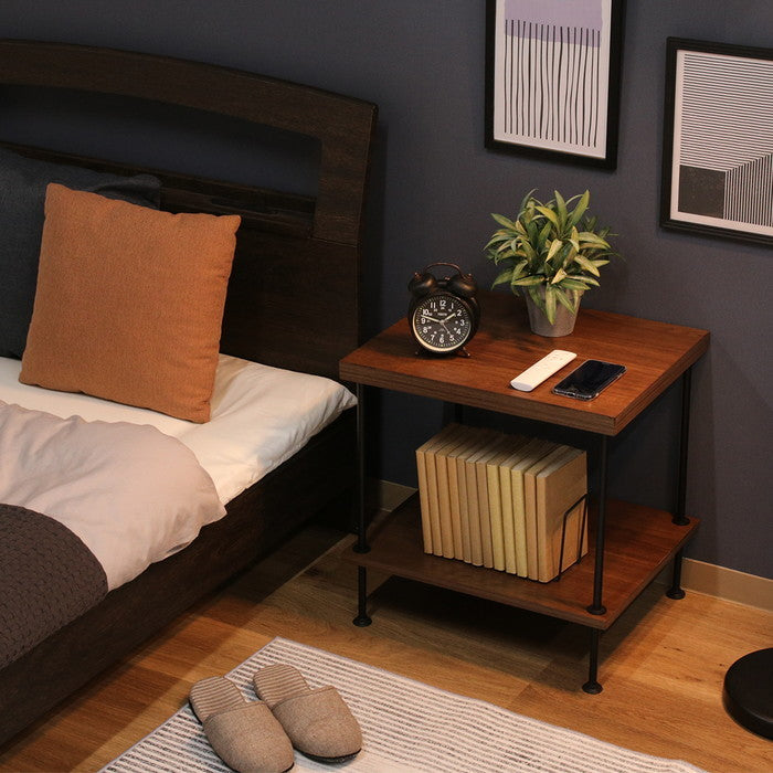 EZBOツイストロック サイドテーブル MBR EZ-STA ミディアムブラウン 幅470×奥行400×高さ480mm fj-71884の画像