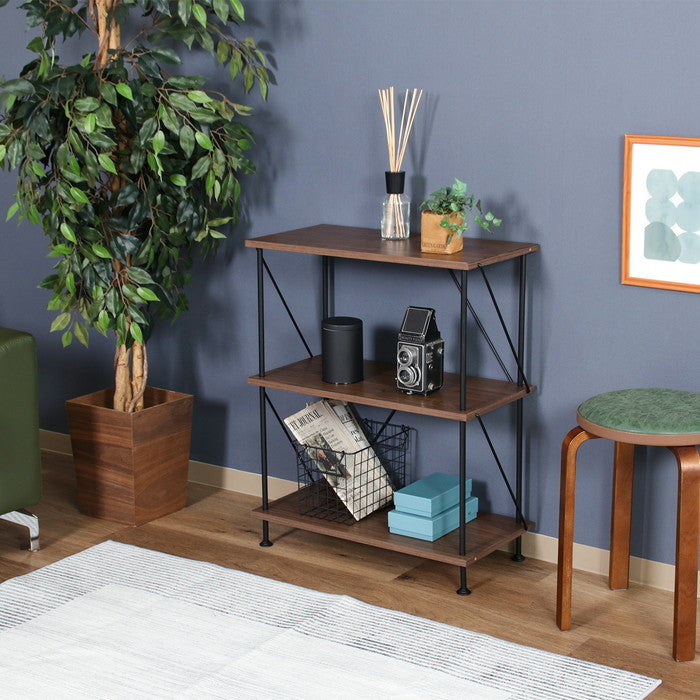 EZBOツイストロック オープンラック3段 MBR EZ-OP03 ミディアムブラウン 幅615×奥行306×高さ740mm fj-71886の画像