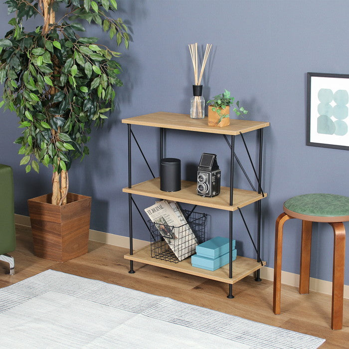 EZBOツイストロック オープンラック3段 OAK NA EZ-OP03 オｰクナチュラル 幅615×奥行306×高さ740mm fj-71887の画像