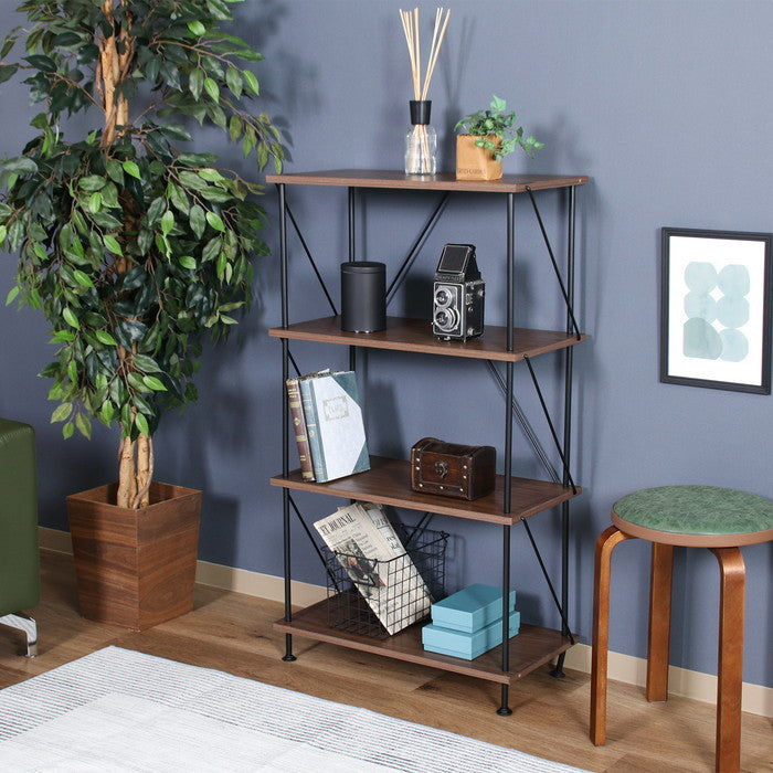 EZBOツイストロック オープンラック4段 MBR EZ-OP04 ミディアムブラウン 幅615×奥行306×高さ1065mm fj-71888の画像