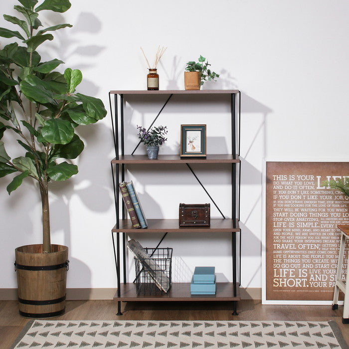 EZBOツイストロック オープンラック4段 MBR EZ-OP04 ミディアムブラウン 幅615×奥行306×高さ1065mm fj-71888の画像