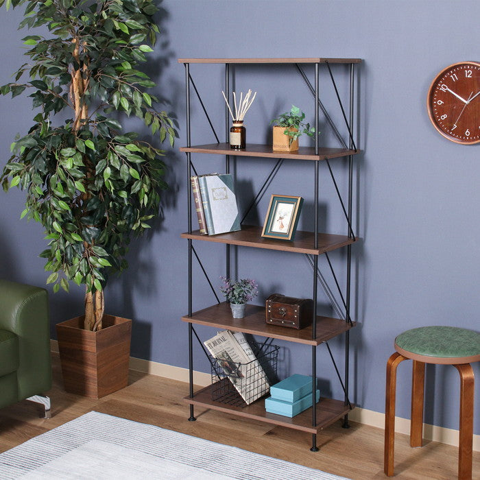 EZBOツイストロック オープンラック5段 MBR EZ-OP05 ミディアムブラウン 幅615×奥行306×高さ1390mm fj-71890の画像