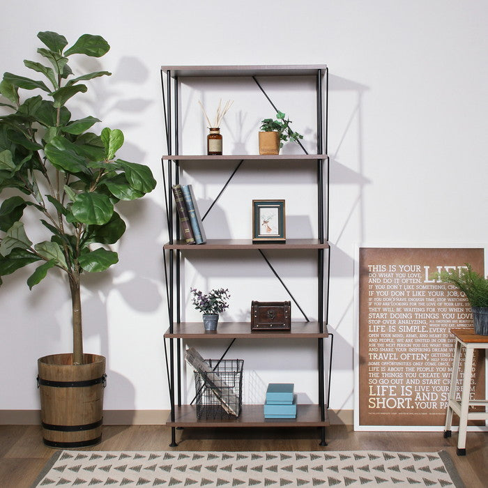 EZBOツイストロック オープンラック5段 MBR EZ-OP05 ミディアムブラウン 幅615×奥行306×高さ1390mm fj-71890の画像