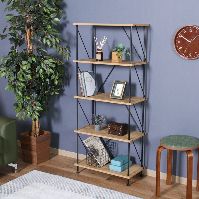 EZBOツイストロック オープンラック5段 OAK NA EZ-OP05 オｰクナチュラル 幅615×奥行306×高さ1390mm fj-71891の画像